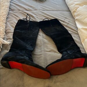 Christian Louboutin Black Over the Knee Boots with Red Soles